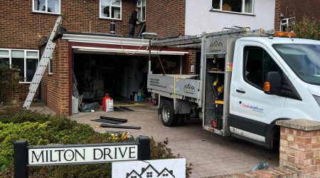 5 Star Roofcare carrying out roofing on a garage for a house on Milton Drive